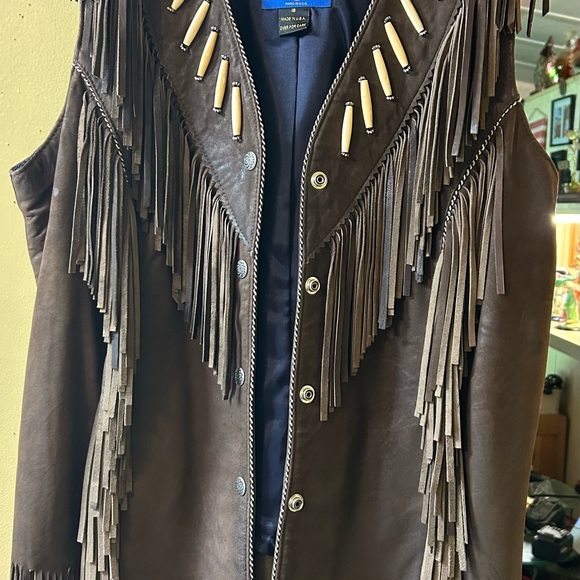Tribe America Jackets & Blazers - Brown Western Fringe Vest